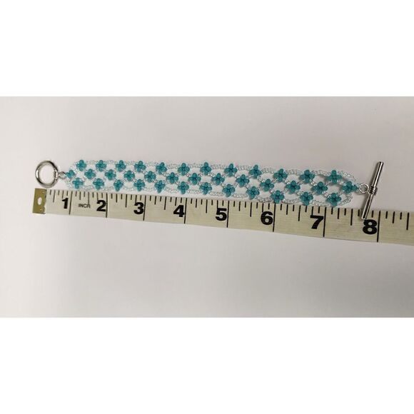 Handmade Jewelry by Ms. Lynda Aqua Beaded Bracelet - Picture 5 of 5